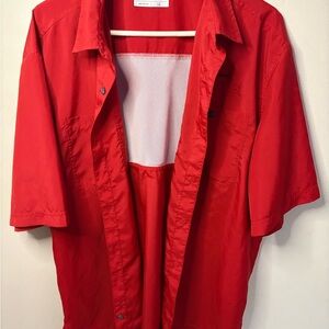 Vibrant Red Short Sleeve Button-Up Shirt